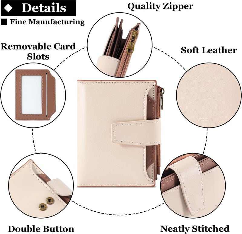 Airkit Small Wallet Women RFID Blocking Soft Leather Bifold Compact Card Holder Wallet for Women with Zipper Coin Pocket 4 ID Window - Image 5